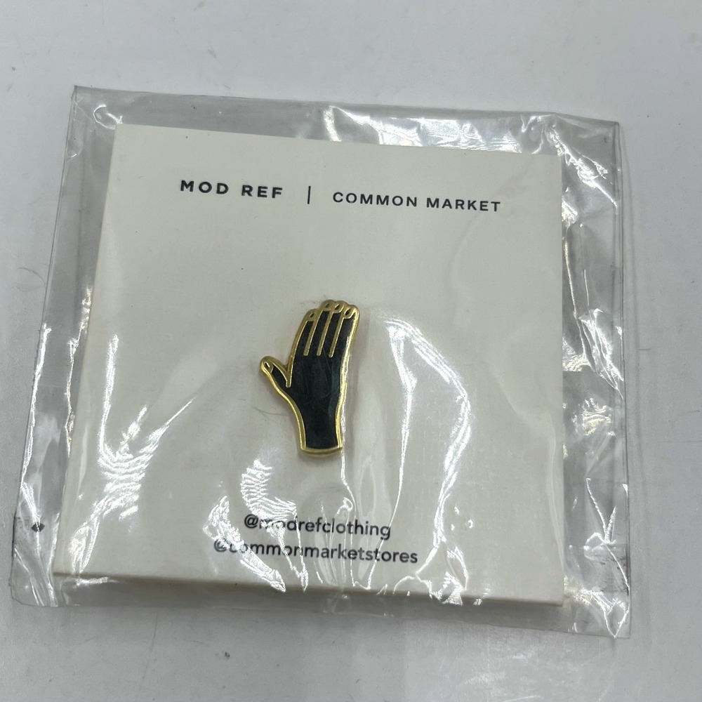 Vintage MOD REF x Common Market Hand Enamel Pin Gold‎ Tone Black Jewelry New NIP